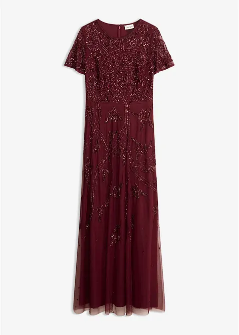 Abendkleid mit Paillettenstickerei in rot von vorne - bonprix