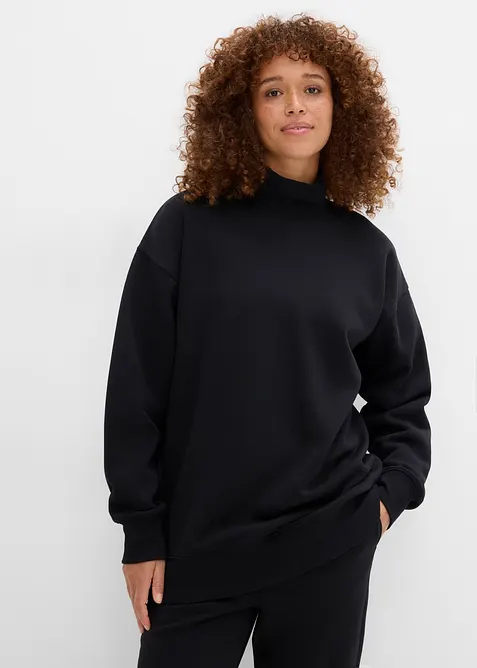 Sweatshirt mit Rollkragen in schwarz von vorne (im Anschnitt) - bonprix