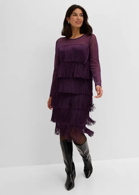 Jersey-Jumpsuit mit Glitzerelementen in schwarz von vorne (Totalaufnahme) - bonprix