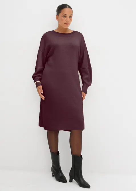 Milano Strickkleid in lila von vorne (Totalaufnahme) - bonprix
