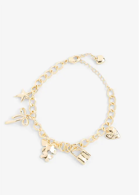 Armband mit Charms in gold von vorne - bonprix
