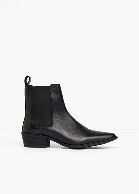 Stiefeletten aus Leder in schwarz - bonprix