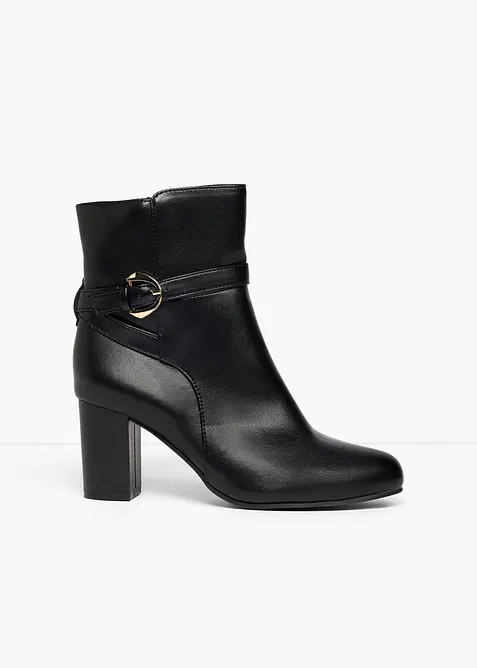 Stiefeletten mit Blockabsatz in schwarz - bonprix