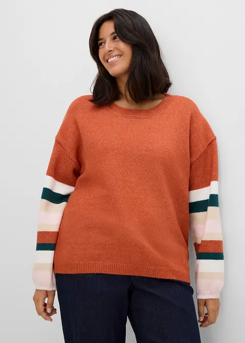 Loose Fit Strickpullover in braun von vorne (im Anschnitt) - bonprix