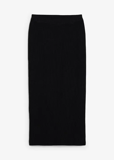 Strickrock aus reiner Baumwolle in schwarz von vorne - bonprix