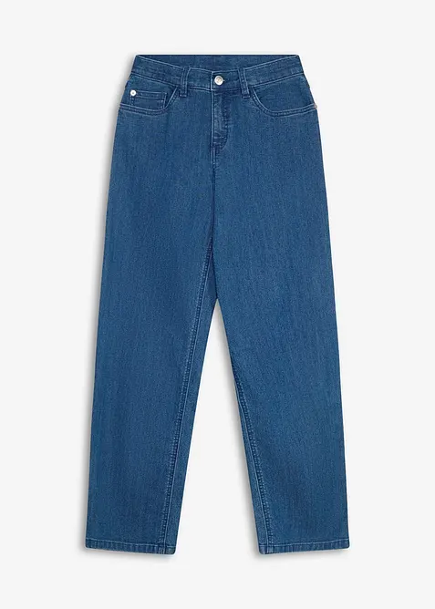 Wide-Leg-Jeans Mid Waist in blau von vorne - bonprix