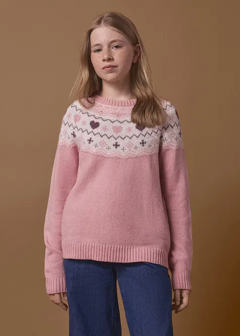 Grobstrick-Pullover in rosa von vorne (im Anschnitt) - bonprix