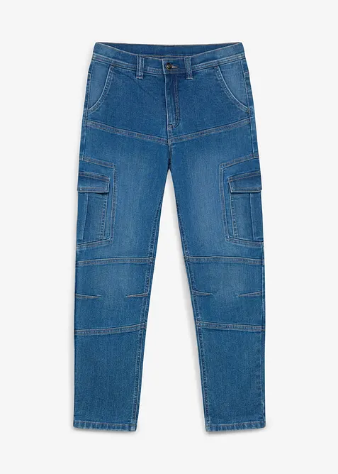 Thermo Regular-Fit-Cargojeans mit Jerseyfutter in blau von vorne - bonprix
