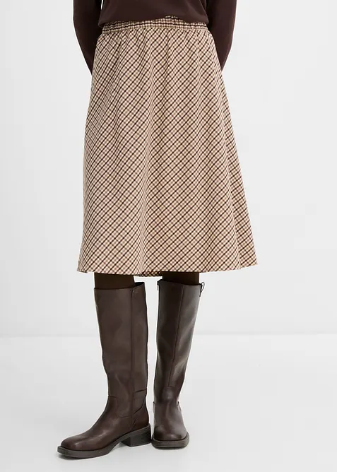 Karierter Midirock in braun von vorne - bonprix