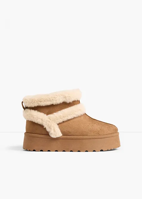 Gefütterte Plateau-Boots in braun - bonprix