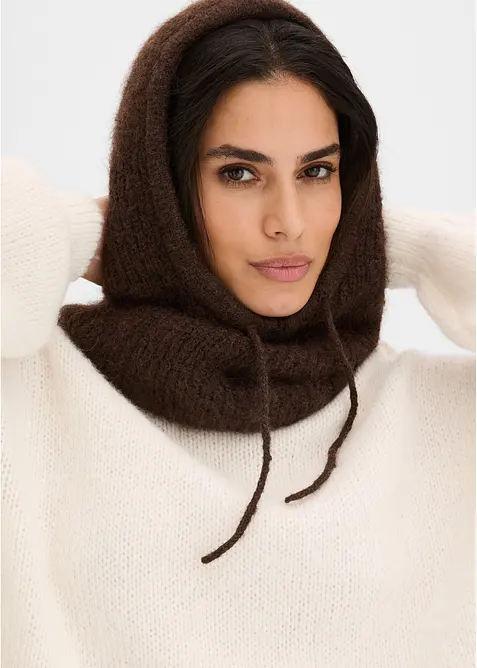 Flauschige Balaklava in braun von vorne (im Anschnitt) - bonprix