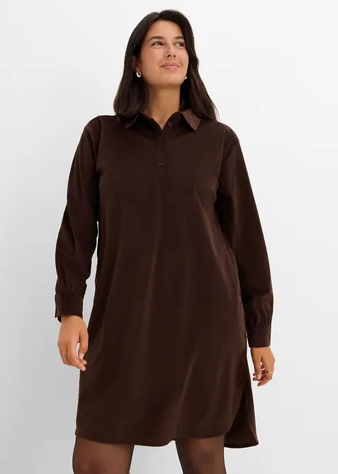 Oversize-Cordkleid in braun von vorne (Totalaufnahme) - bonprix