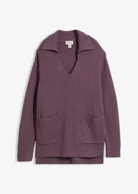 Oversize-Pullover in lila von vorne - bonprix