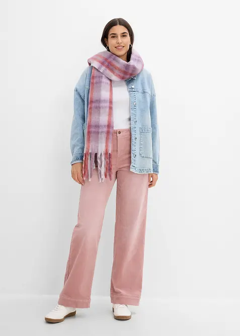 Cordhose aus elastischem Baumwoll-Mix in rosa im Look von vorne (Totalaufnahme) - bonprix