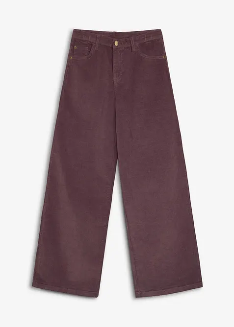 weiche Cordhose aus Bio-Baumwollstretch in lila von vorne - bonprix