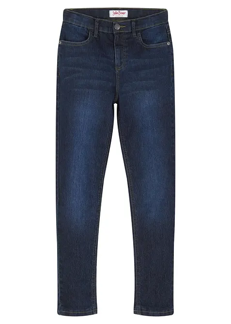 Thermojeans mit Jerseyfutter Mid Waist in blau von vorne - bonprix