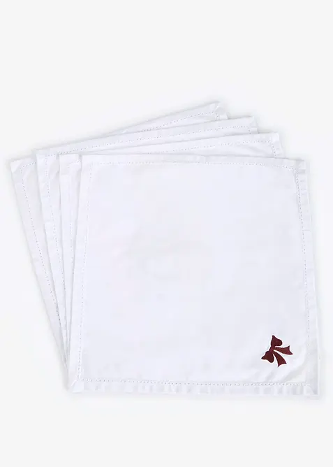 Stoffservietten aus Bio-Baumwolle mit Stickerei (4er Pack) in weiß von vorne - bonprix