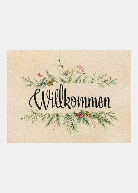 Waschbare Fußmatte mit Statement in grün - bonprix