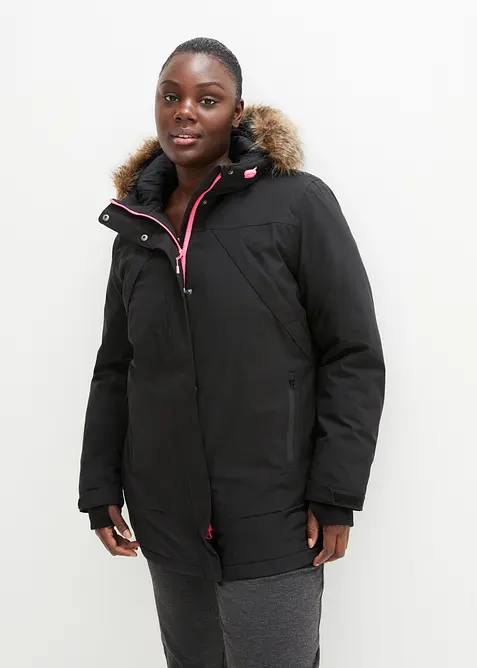 wasserdichte Funktions-Parka in schwarz von vorne (im Anschnitt) - bonprix