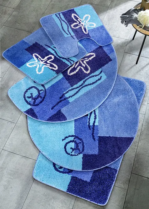 Badematte mit maritimen Motiven in blau - bonprix