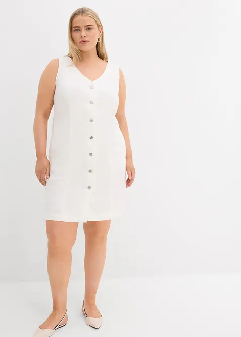 Jeanskleid in weiß von vorne (Totalaufnahme) - bonprix