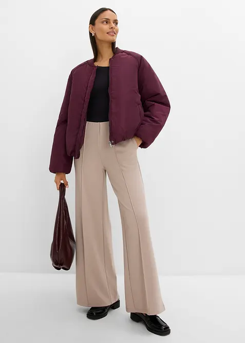 Palazzo-Hose aus bequemen Punto di Roma in grau im Look von vorne (Totalaufnahme) - bonprix