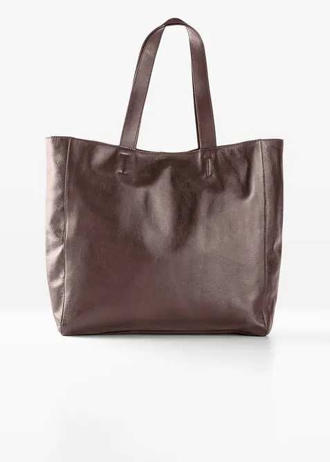 XXL-Ledershopper in braun von vorne - bonprix