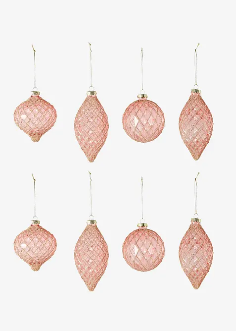 Weihnachtskugeln (8-tlg. Set) in rosa - bonprix