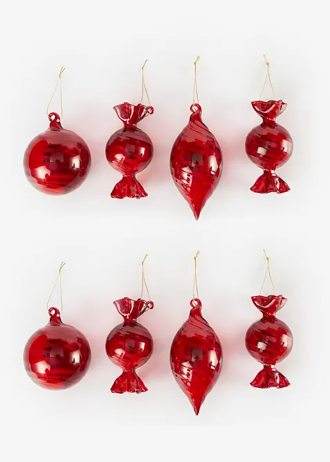Weihnachtskugeln (8-tlg. Set) in rot - bonprix