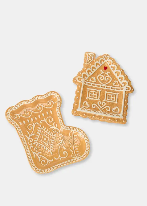 Schalen in Lebkuchenform (2er Pack) in braun von vorne - bonprix