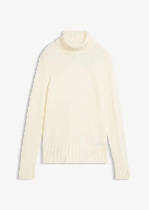 Basic Rollkragenpullover in weiß von vorne - bonprix