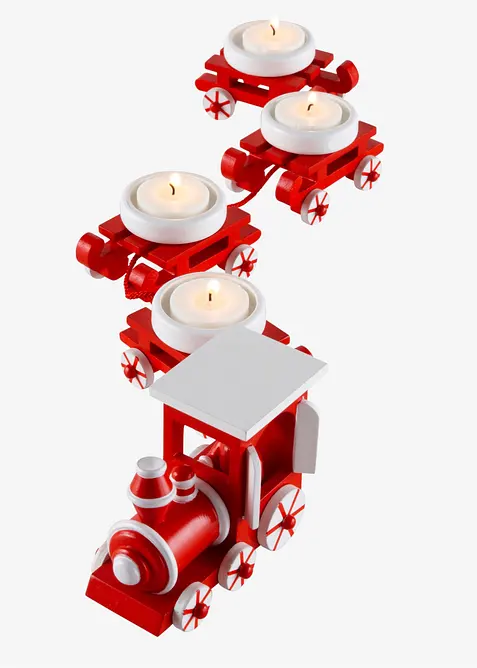 Teelichthalter in Weihnachtszug-Design (5-tlg.Set) in rot - bonprix