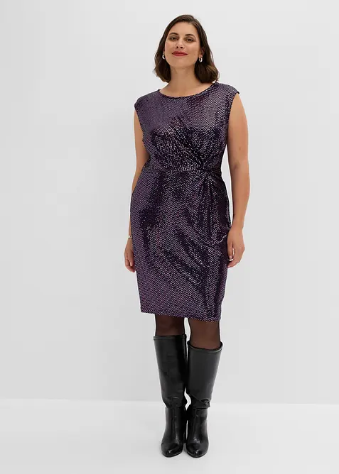 Knielanges Paillettenkleid in lila von vorne (Totalaufnahme) - bonprix