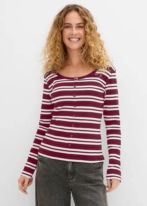 Ripp-Shirt aus Bio-Baumwolle in rot von vorne (im Anschnitt) - bonprix
