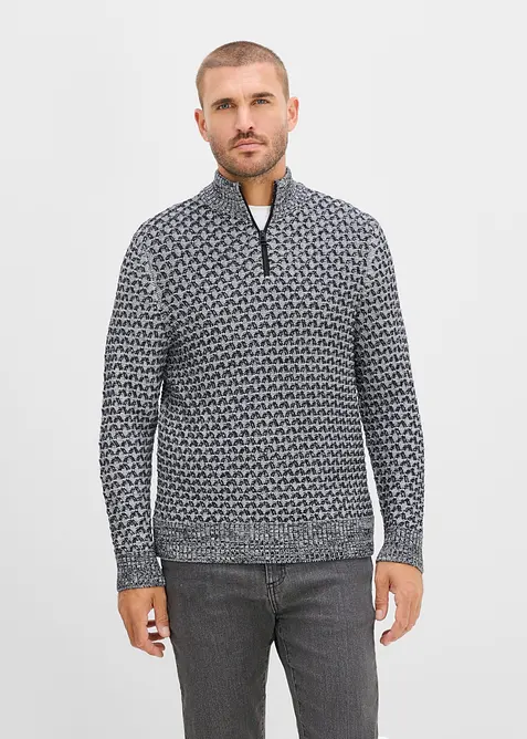 Troyer-Pullover in Regular Fit in schwarz von vorne (im Anschnitt) - bonprix