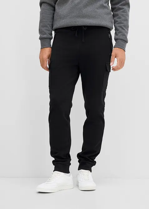 Thermo-Cargo-Jogginghose in Regular-Fit in schwarz von vorne - bonprix