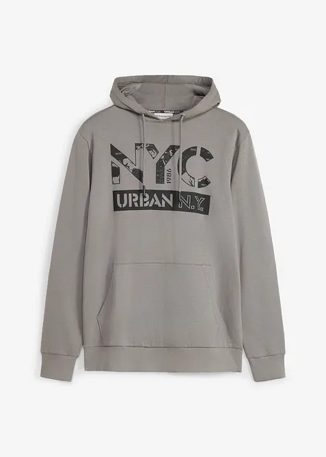 Hoodie aus reiner Bio-Baumwolle in grau von vorne - bonprix
