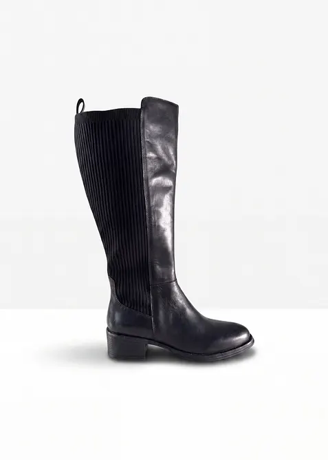 Stiefel aus Leder in schwarz - bonprix
