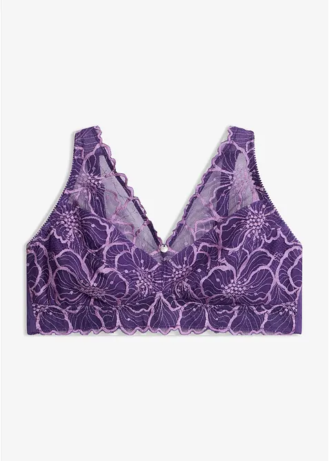 Minimizer Bralette mit zweifarbiger Spitze in lila von vorne - bonprix