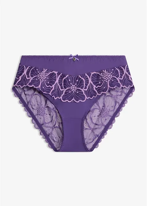 Maxislip mit zweifarbiger Spitze in lila von vorne - bonprix