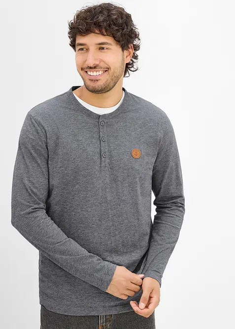 Langarmshirt in Regular Fit (2er Pack) in blau von vorne (im Anschnitt) - bonprix