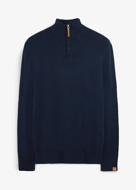 Pullover in Regular Fit in blau von vorne - bonprix