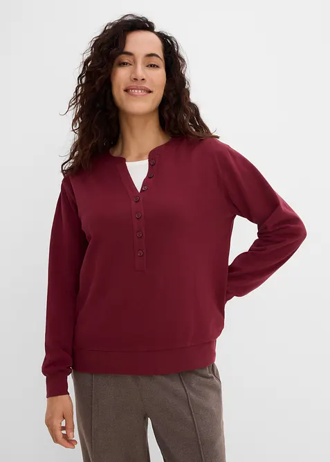 Sweatshirt aus reiner Bio-Baumwolle in rot von vorne (im Anschnitt) - bonprix