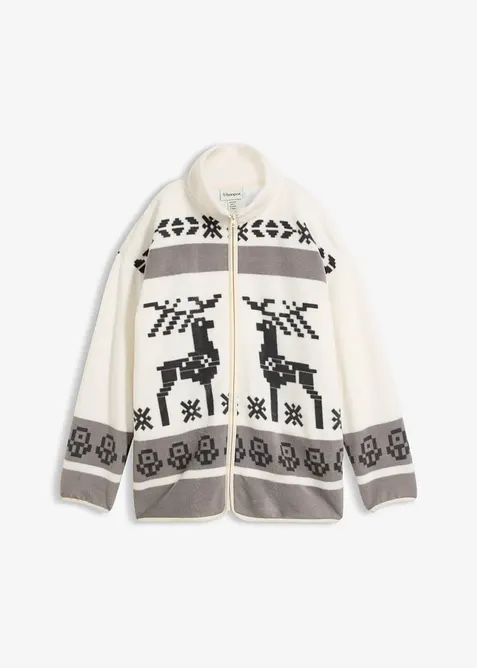 Fleecejacke aus Teddyfleece in grau von vorne - bonprix