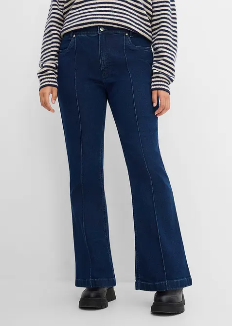 Bootcut-Jeans Mid Waist in blau von vorne - bonprix
