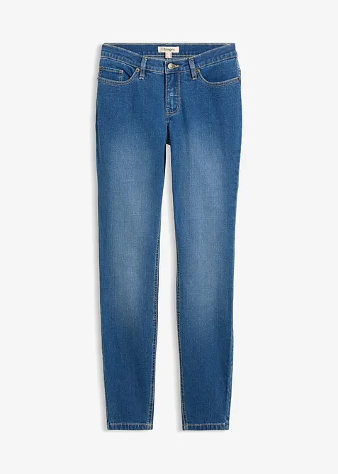 Skinny Jeans Mid Waist, Stretch in blau von vorne - bonprix