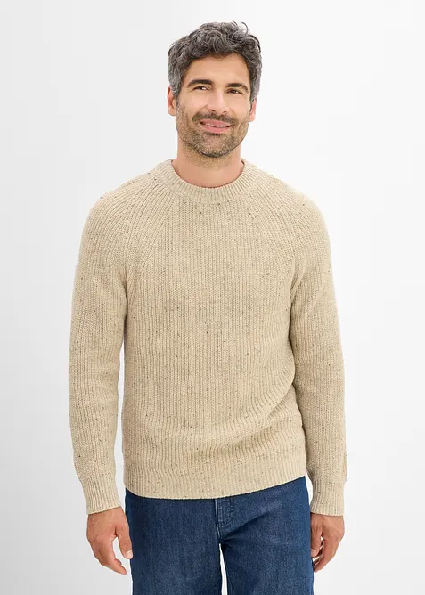 Grobstrick-Pullover in Regular Fit in beige von vorne (im Anschnitt) - bonprix