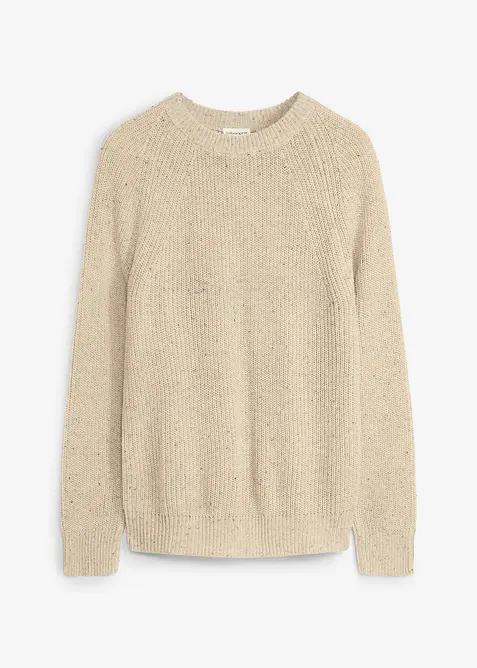 Grobstrick-Pullover in Regular Fit in beige von vorne - bonprix