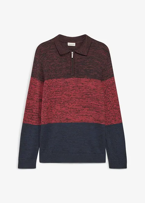 Feinstrickpullover mit Polokragen in rot von vorne - bonprix