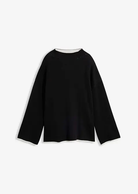 Wende-Pullover aus Feinstrick in schwarz von vorne - bonprix